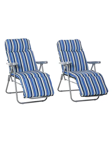 Outsunny Reclining Garden Chair Set of 2, 5-Level Adjustable Zero Gravity Chairs with Cushions, Folding Sun Lounger Garden Recli