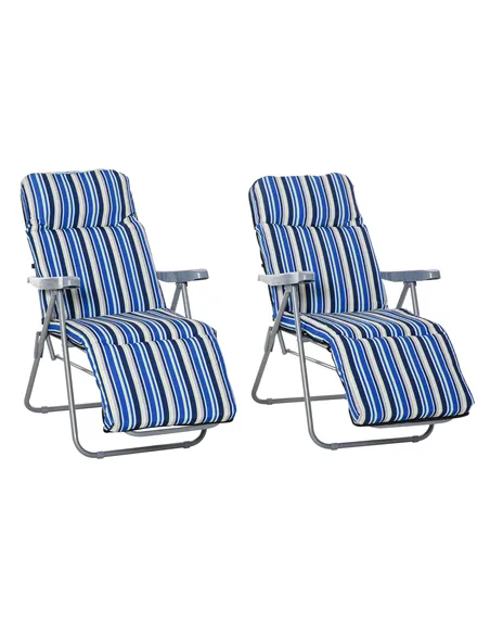 Outsunny Reclining Garden Chair Set of 2, 5-Level Adjustable Zero Gravity Chairs with Cushions, Folding Sun Lounger Garden Recli