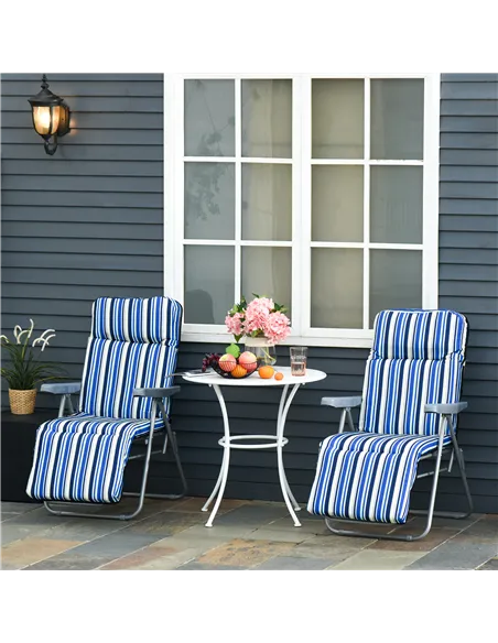 Outsunny Reclining Garden Chair Set of 2, 5-Level Adjustable Zero Gravity Chairs with Cushions, Folding Sun Lounger Garden Recli