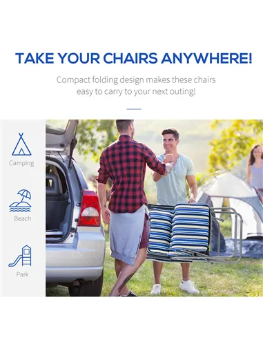 Outsunny Reclining Garden Chair Set of 2, 5-Level Adjustable Zero Gravity Chairs with Cushions, Folding Sun Lounger Garden Recli