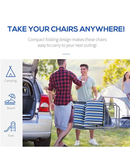 Outsunny Reclining Garden Chair Set of 2, 5-Level Adjustable Zero Gravity Chairs with Cushions, Folding Sun Lounger Garden Recli