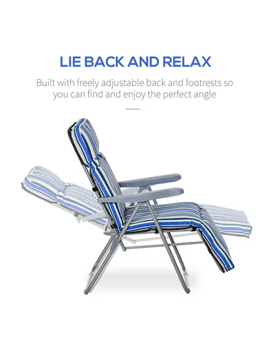 Outsunny Reclining Garden Chair Set of 2, 5-Level Adjustable Zero Gravity Chairs with Cushions, Folding Sun Lounger Garden Recli