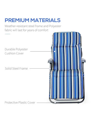 Outsunny Reclining Garden Chair Set of 2, 5-Level Adjustable Zero Gravity Chairs with Cushions, Folding Sun Lounger Garden Recli