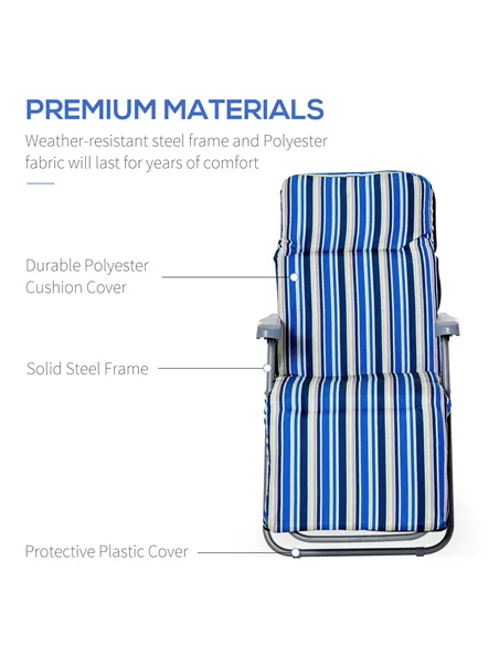 Outsunny Reclining Garden Chair Set of 2, 5-Level Adjustable Zero Gravity Chairs with Cushions, Folding Sun Lounger Garden Recli