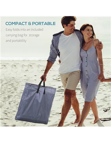 Outsunny Set of 2 Foldable Garden Beach Chair Mat Lightweight Outdoor Sun Lounger Seats Adjustable Back Metal Frame PE Fabric He