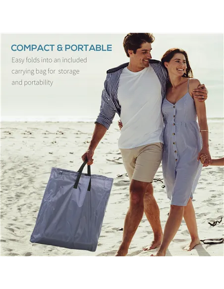 Outsunny Set of 2 Foldable Garden Beach Chair Mat Lightweight Outdoor Sun Lounger Seats Adjustable Back Metal Frame PE Fabric He