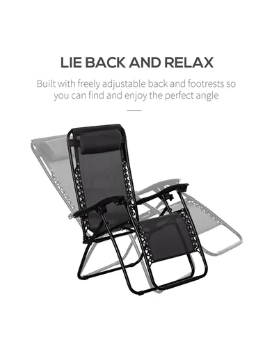 Outsunny Folding Zero Gravity Chairs, 3 Pieces Adjustable Sun Lounger and Table Set with Cup Holder and Headrest, Patio Bistro S