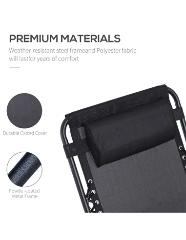 Outsunny Folding Zero Gravity Chairs, 3 Pieces Adjustable Sun Lounger and Table Set with Cup Holder and Headrest, Patio Bistro S