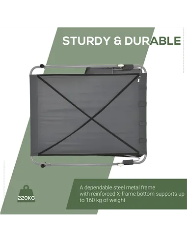 Outsunny Double Sun Lounger with Adjustable Detachable Canopy, Portable Garden Daybed for 2 with Wheels, Outdoor Sunbed Hammock 