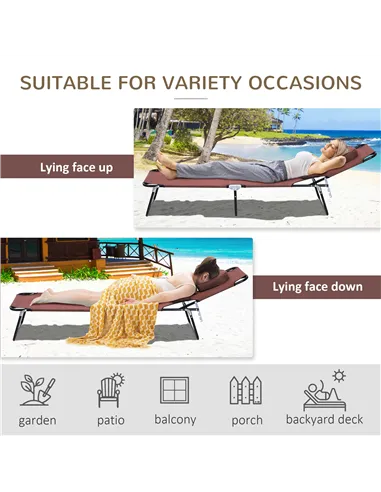 Outsunny Outdoor Folding Sun Lounger with Face Hole, 4 Level Adjustable Backrest Reclining Garden Lounger, Garden Recliner Sunbe