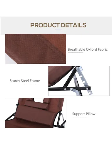 Outsunny Outdoor Folding Sun Lounger with Face Hole, 4 Level Adjustable Backrest Reclining Garden Lounger, Garden Recliner Sunbe