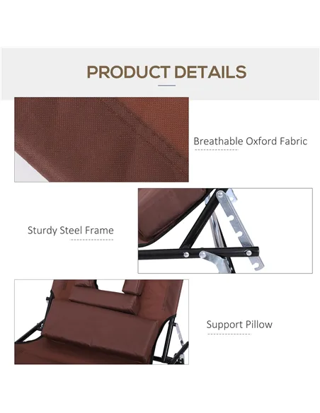 Outsunny Outdoor Folding Sun Lounger with Face Hole, 4 Level Adjustable Backrest Reclining Garden Lounger, Garden Recliner Sunbe