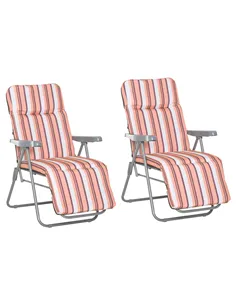 Outsunny Reclining Garden Chair Set of 2, 5-Level Adjustable Zero Gravity Chairs with Cushions, Folding Sun Lounger Garden Recli
