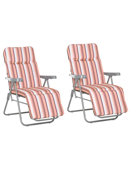 Outsunny Reclining Garden Chair Set of 2, 5-Level Adjustable Zero Gravity Chairs with Cushions, Folding Sun Lounger Garden Recli