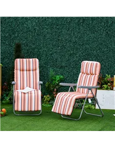 Outsunny Reclining Garden Chair Set of 2, 5-Level Adjustable Zero Gravity Chairs with Cushions, Folding Sun Lounger Garden Recli 2