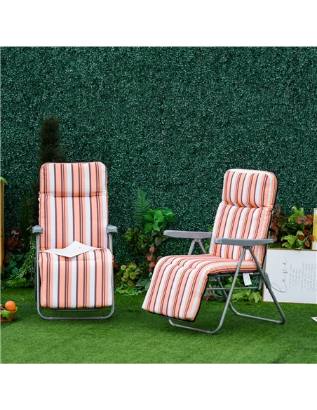 Outsunny Reclining Garden Chair Set of 2, 5-Level Adjustable Zero Gravity Chairs with Cushions, Folding Sun Lounger Garden Recli