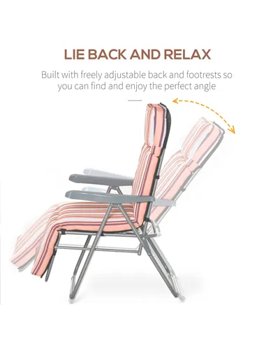 Outsunny Reclining Garden Chair Set of 2, 5-Level Adjustable Zero Gravity Chairs with Cushions, Folding Sun Lounger Garden Recli