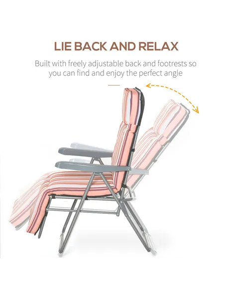 Outsunny Reclining Garden Chair Set of 2, 5-Level Adjustable Zero Gravity Chairs with Cushions, Folding Sun Lounger Garden Recli