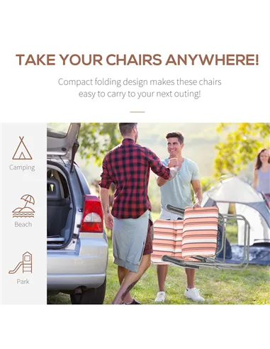 Outsunny Reclining Garden Chair Set of 2, 5-Level Adjustable Zero Gravity Chairs with Cushions, Folding Sun Lounger Garden Recli