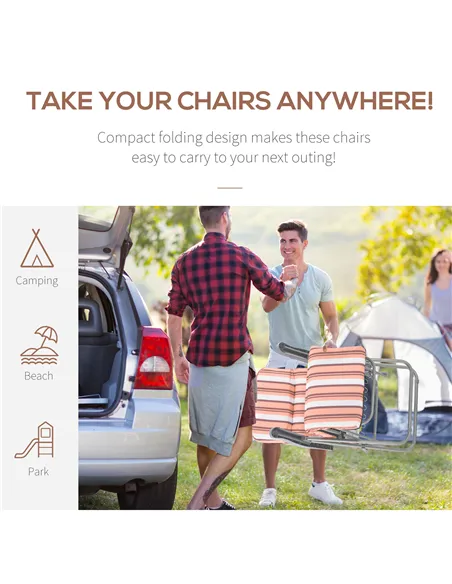 Outsunny Reclining Garden Chair Set of 2, 5-Level Adjustable Zero Gravity Chairs with Cushions, Folding Sun Lounger Garden Recli