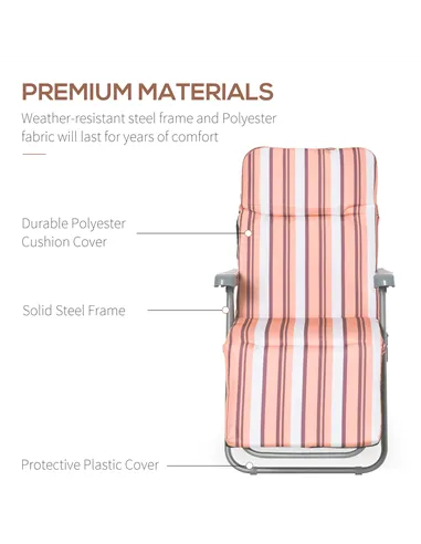 Outsunny Reclining Garden Chair Set of 2, 5-Level Adjustable Zero Gravity Chairs with Cushions, Folding Sun Lounger Garden Recli