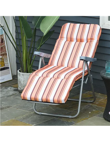 Outsunny Reclining Garden Chair Set of 2, 5-Level Adjustable Zero Gravity Chairs with Cushions, Folding Sun Lounger Garden Recli