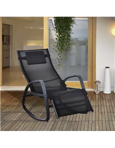 Outsunny Garden Rocking Chair with 5-Level Adjustable Backrest, Rocking Sun Lounger with Removeable Headrest Pillow, Footrest, A 2