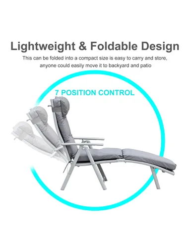 Outsunny Steel Frame Outdoor Garden Padded Sun Lounger w/ Pillow Grey