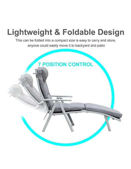 Outsunny Steel Frame Outdoor Garden Padded Sun Lounger w/ Pillow Grey