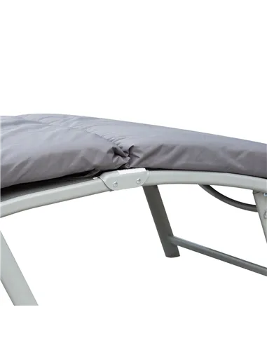 Outsunny Steel Frame Outdoor Garden Padded Sun Lounger w/ Pillow Grey