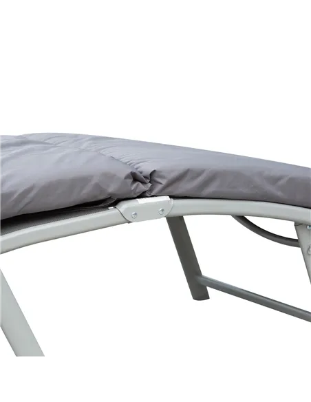 Outsunny Steel Frame Outdoor Garden Padded Sun Lounger w/ Pillow Grey