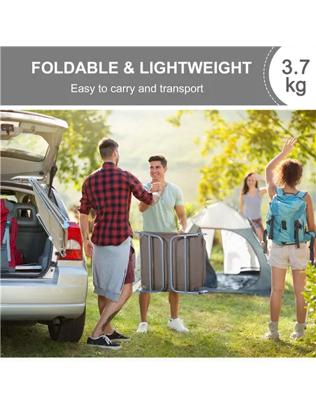 Outsunny Outdoor Foldable Sun Lounger, Adjustable Backrest Garden Recliner Sun Lounger Chair with Headrest Pillow, Coffee