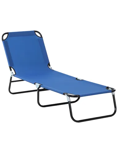 Outsunny Foldable Sun Lounger with 5-Position Adjustable Backrest, Outdoor Portable Recliner Chaise Lounge Chair with Breathable