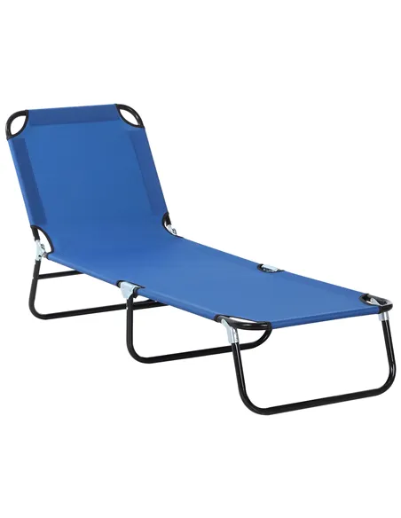 Outsunny Foldable Sun Lounger with 5-Position Adjustable Backrest, Outdoor Portable Recliner Chaise Lounge Chair with Breathable