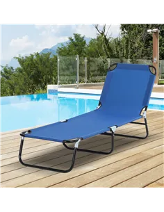 Outsunny Foldable Sun Lounger with 5-Position Adjustable Backrest, Outdoor Portable Recliner Chaise Lounge Chair with Breathable 2