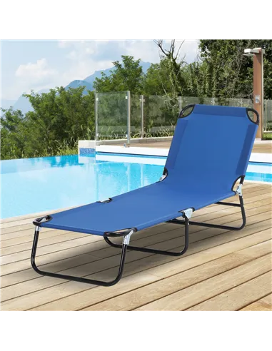 Outsunny Foldable Sun Lounger with 5-Position Adjustable Backrest, Outdoor Portable Recliner Chaise Lounge Chair with Breathable