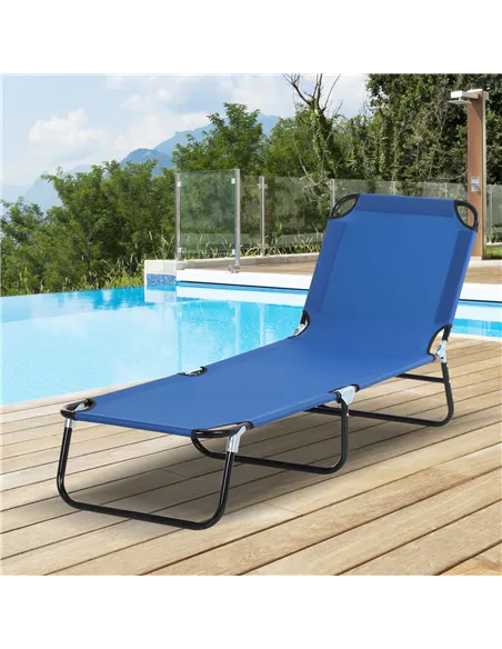 Outsunny Foldable Sun Lounger with 5-Position Adjustable Backrest, Outdoor Portable Recliner Chaise Lounge Chair with Breathable
