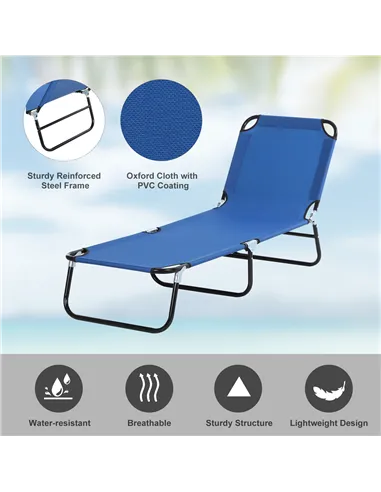 Outsunny Foldable Sun Lounger with 5-Position Adjustable Backrest, Outdoor Portable Recliner Chaise Lounge Chair with Breathable
