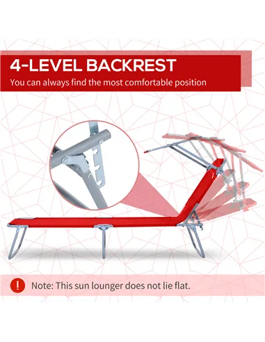 Outsunny Folding Sun Lounger, Lounge Chairs Reclining Sleeping Bed with Adjustable Sun Shade Awning for Beach, Patio