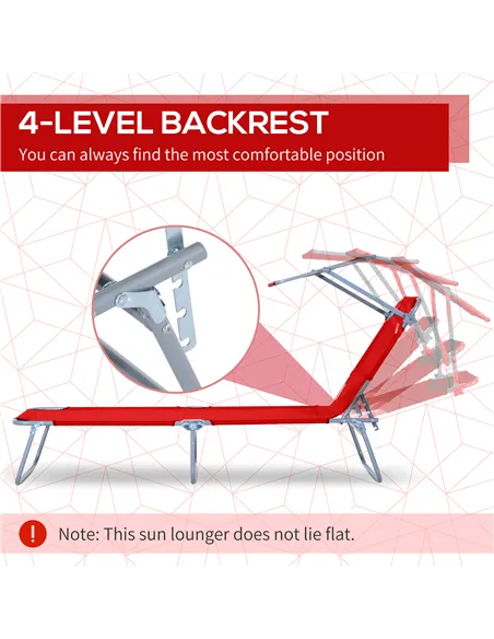 Outsunny Folding Sun Lounger, Lounge Chairs Reclining Sleeping Bed with Adjustable Sun Shade Awning for Beach, Patio