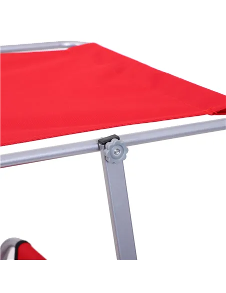 Outsunny Folding Sun Lounger, Lounge Chairs Reclining Sleeping Bed with Adjustable Sun Shade Awning for Beach, Patio