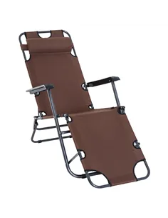 Outsunny 2 in 1 Folding Sun Lounger Reclining Garden Chair with 2-Level Adjustable Backrest, Outdoor Zero Gravity Recliner Garde
