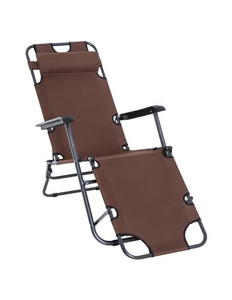 Outsunny 2 in 1 Folding Sun Lounger Reclining Garden Chair with 2-Level Adjustable Backrest, Outdoor Zero Gravity Recliner Garde