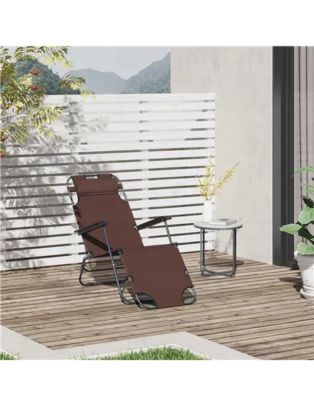 Outsunny 2 in 1 Folding Sun Lounger Reclining Garden Chair with 2-Level Adjustable Backrest, Outdoor Zero Gravity Recliner Garde