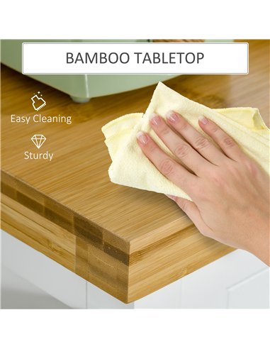 HOMCOM Kitchen Cart Storage Trolley Wooden Cabinet with Drawer Cupboard Towel Rail White