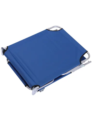 Outsunny Single Sun Lounger, with Awning and Reclining Back - Blue