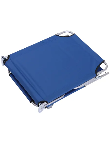 Outsunny Single Sun Lounger, with Awning and Reclining Back - Blue