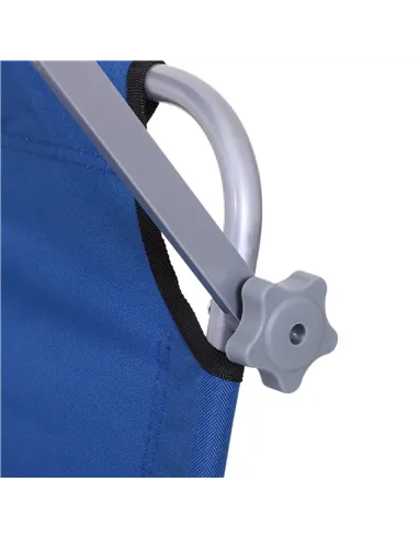 Outsunny Single Sun Lounger, with Awning and Reclining Back - Blue