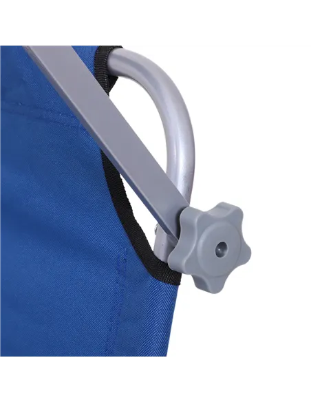 Outsunny Single Sun Lounger, with Awning and Reclining Back - Blue