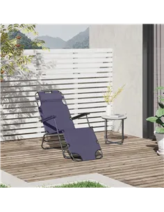 Outsunny 2 in 1 Folding Sun Lounger Reclining Garden Chair with 2-Level Adjustable Backrest, Outdoor Zero Gravity Recliner Garde 2